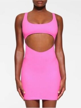 SKIMS Recycled Swim Cutout Tank Dress Taffy